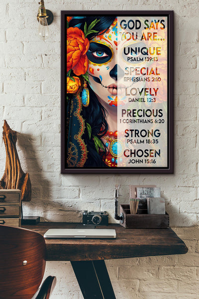 Tattoo Girl God Says You Are Motivation Quote Wall Art Gift For Tattoo Lover Tattoo Shop Decor 01 Framed Canvas Framed Prints, Canvas