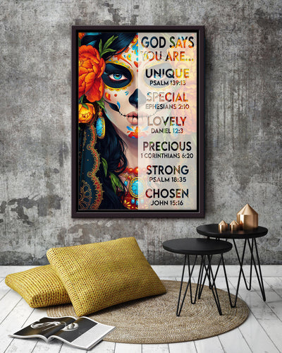 Tattoo Girl God Says You Are Motivation Quote Wall Art Gift For Tattoo Lover Tattoo Shop Decor 01 Framed Canvas Framed Prints, Canvas