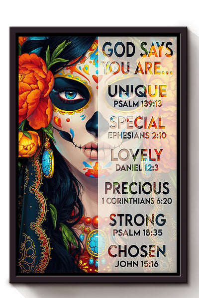Tattoo Girl God Says You Are Motivation Quote Wall Art Gift For Tattoo Lover Tattoo Shop Decor 01 Framed Canvas Framed Prints, Canvas