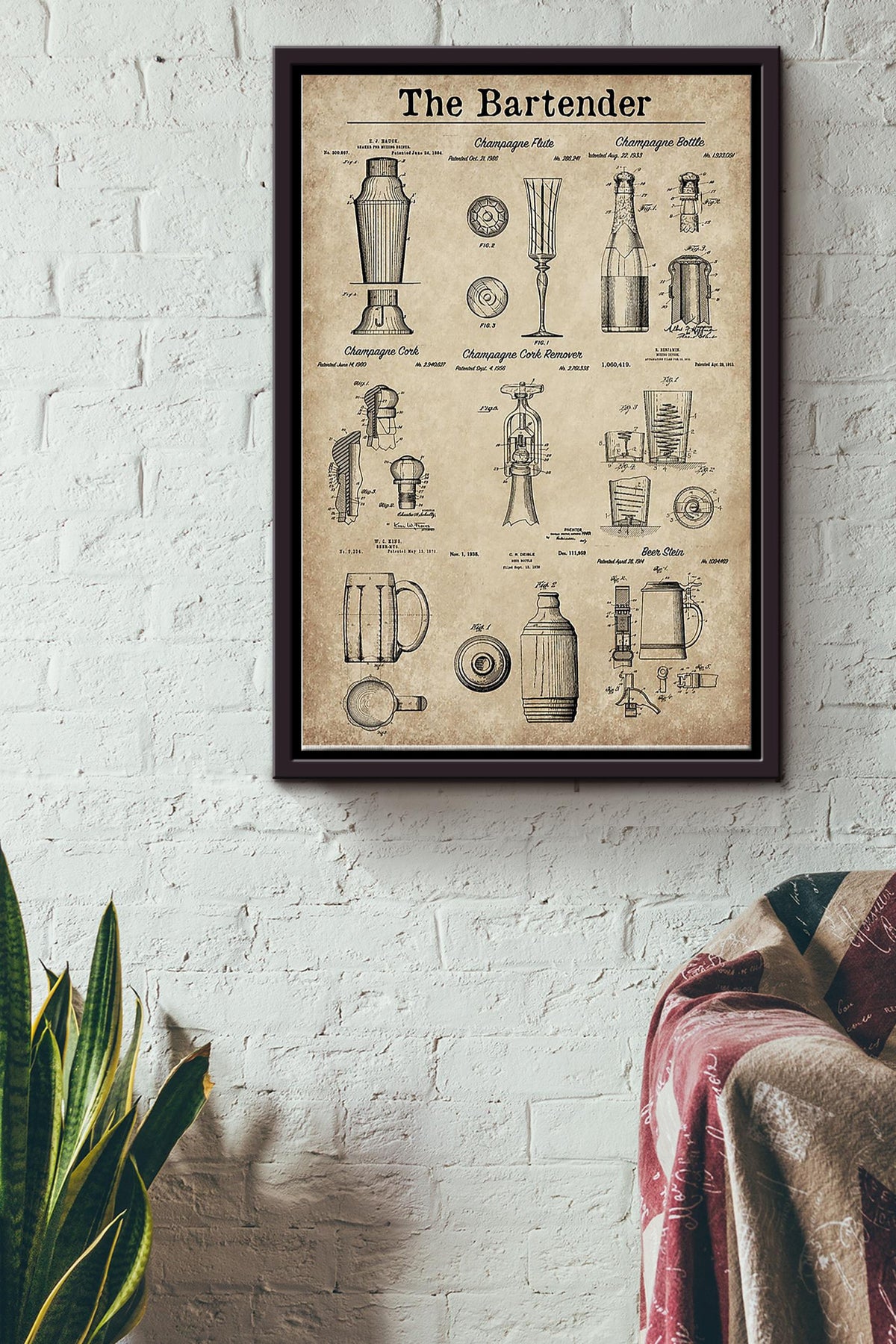 The Bartender Details Poster Framed Matte Canvas