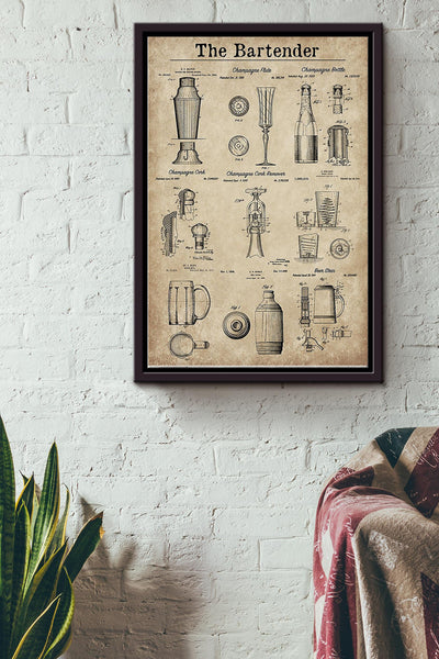 The Bartender Details Poster Framed Matte Canvas