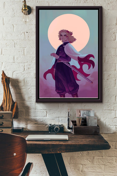 Rengoku Japanese Poster Framed Matte Canvas