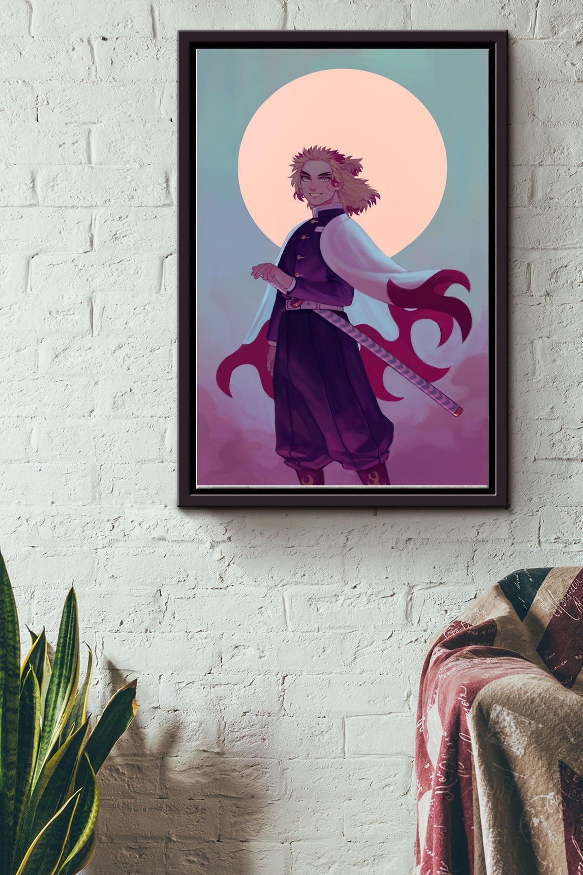 Rengoku Japanese Poster Framed Matte Canvas