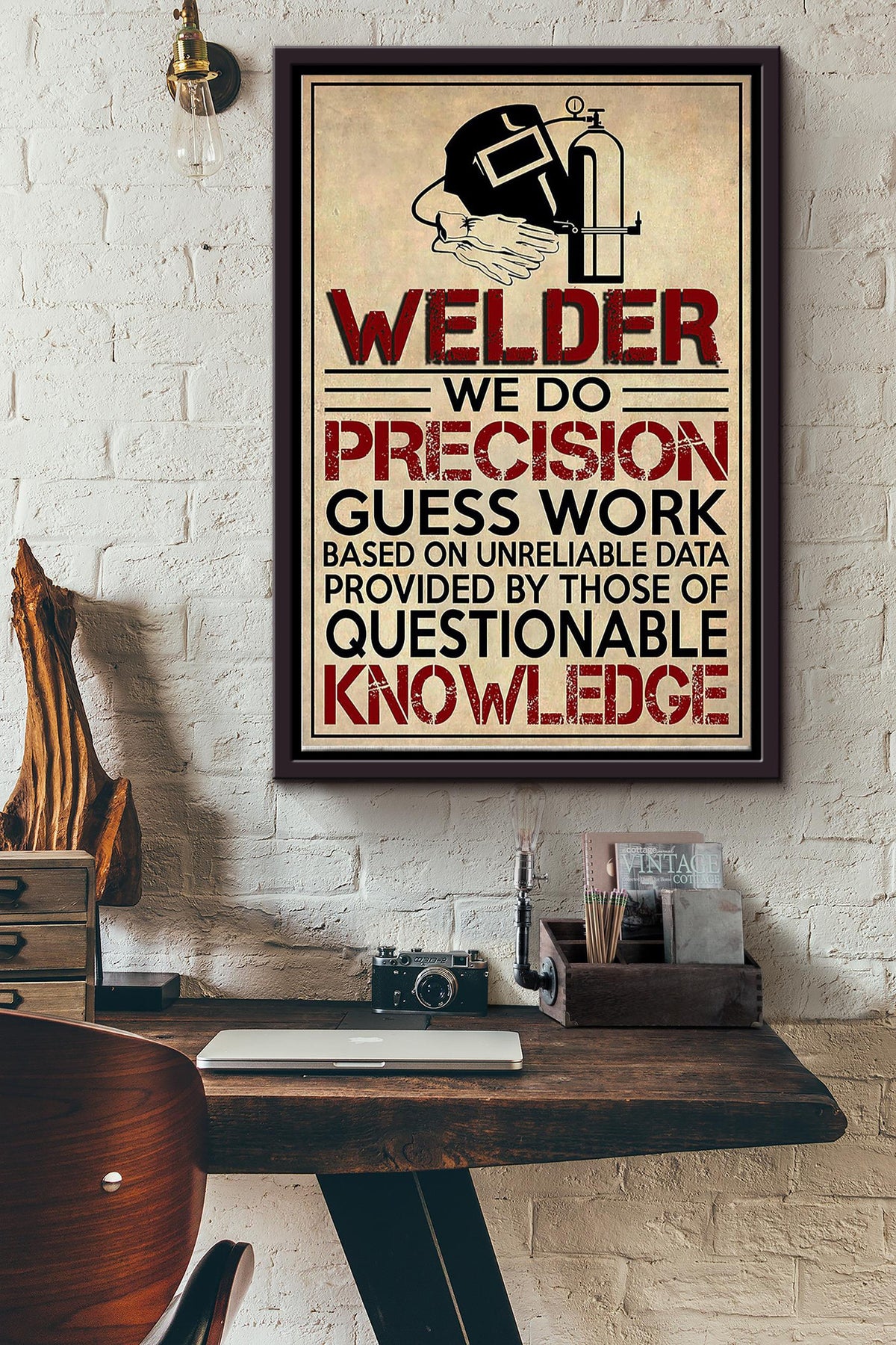Welder We Do Precision Poster Framed Matte Canvas