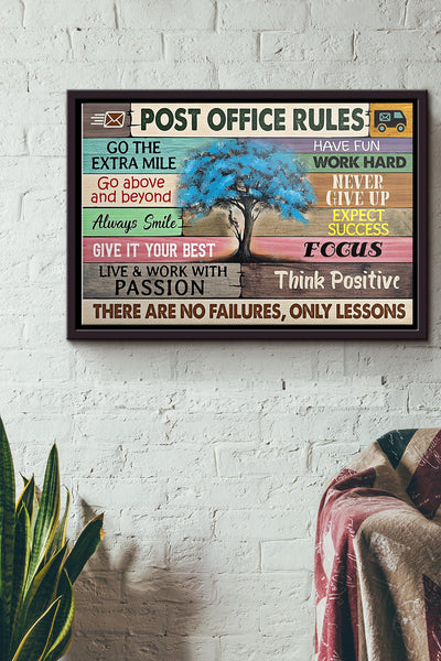 Post Office Postal Workers Rules Tree Poster n Framed Matte Canvas