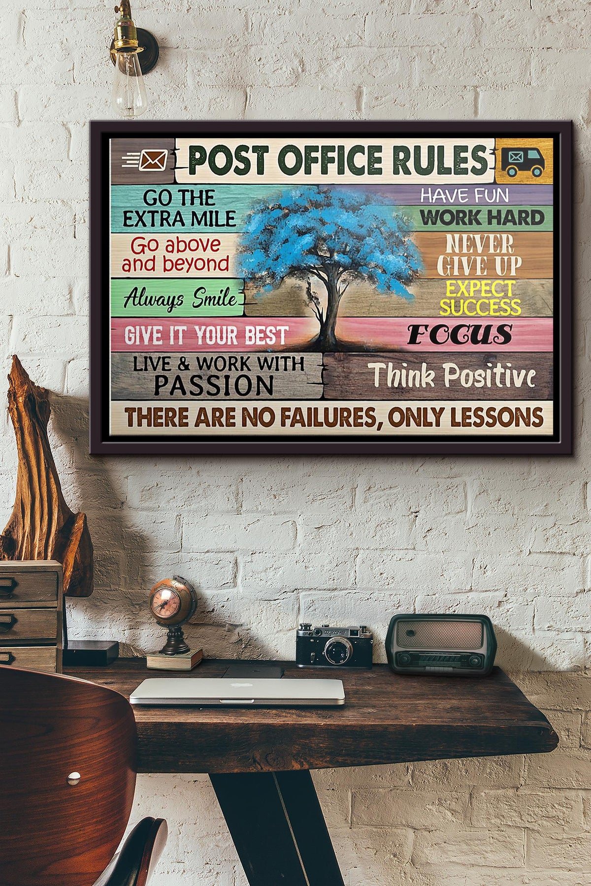 Post Office Postal Workers Rules Tree Poster n Framed Matte Canvas