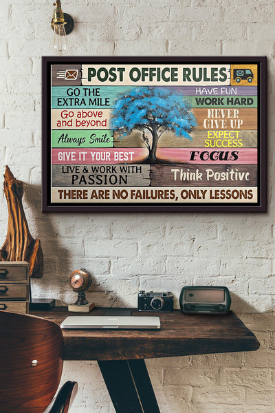 Post Office Postal Workers Rules Tree Poster n Framed Matte Canvas