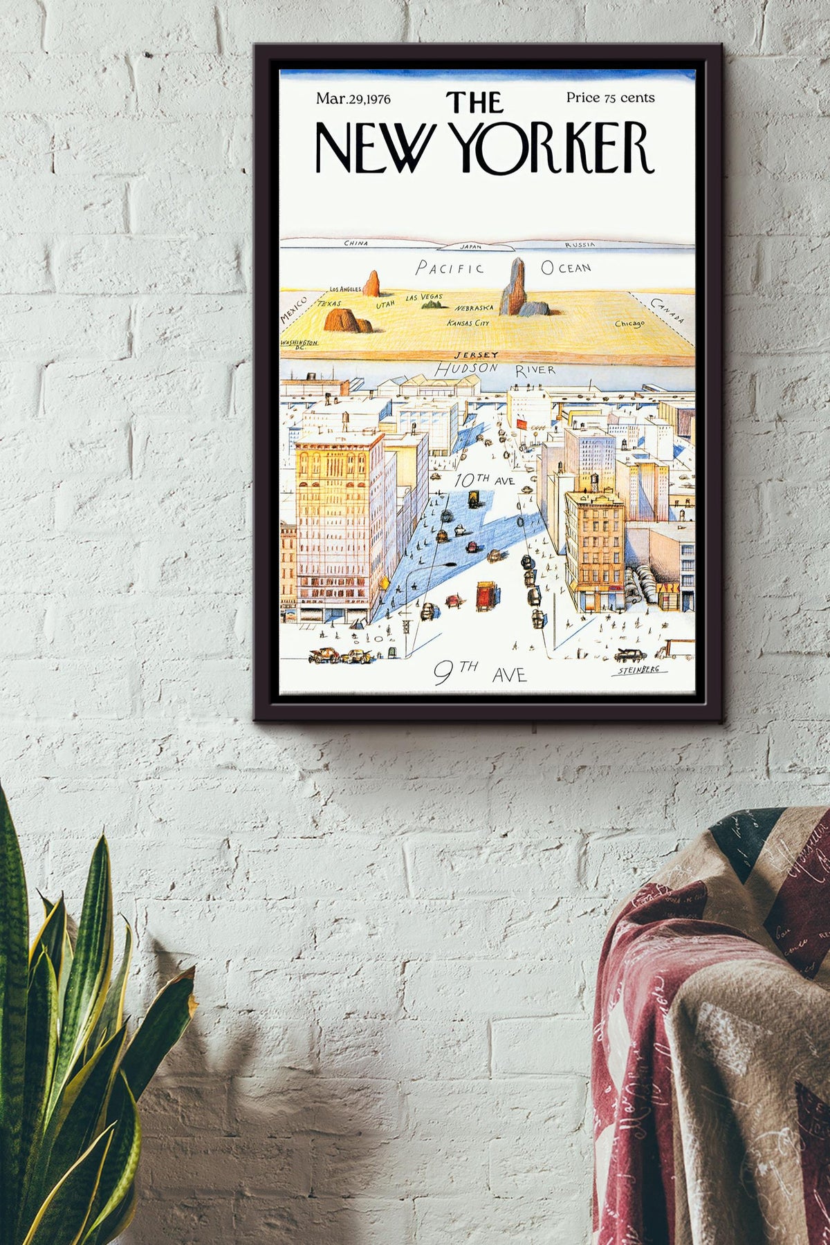 The New Yorker Magazine Cover Poster - Decor Wall Art - Gift For Traveling Lover Tourists Souvenir Shop New York People Framed Matte Canvas Framed Prints, Canvas