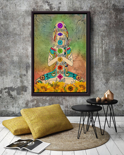 Yoga I Know I See I Love I Do I Feel I Am Wall Art For Yoga Lover Yoga Studio Decor Framed Matte Canvas Framed Prints, Canvas