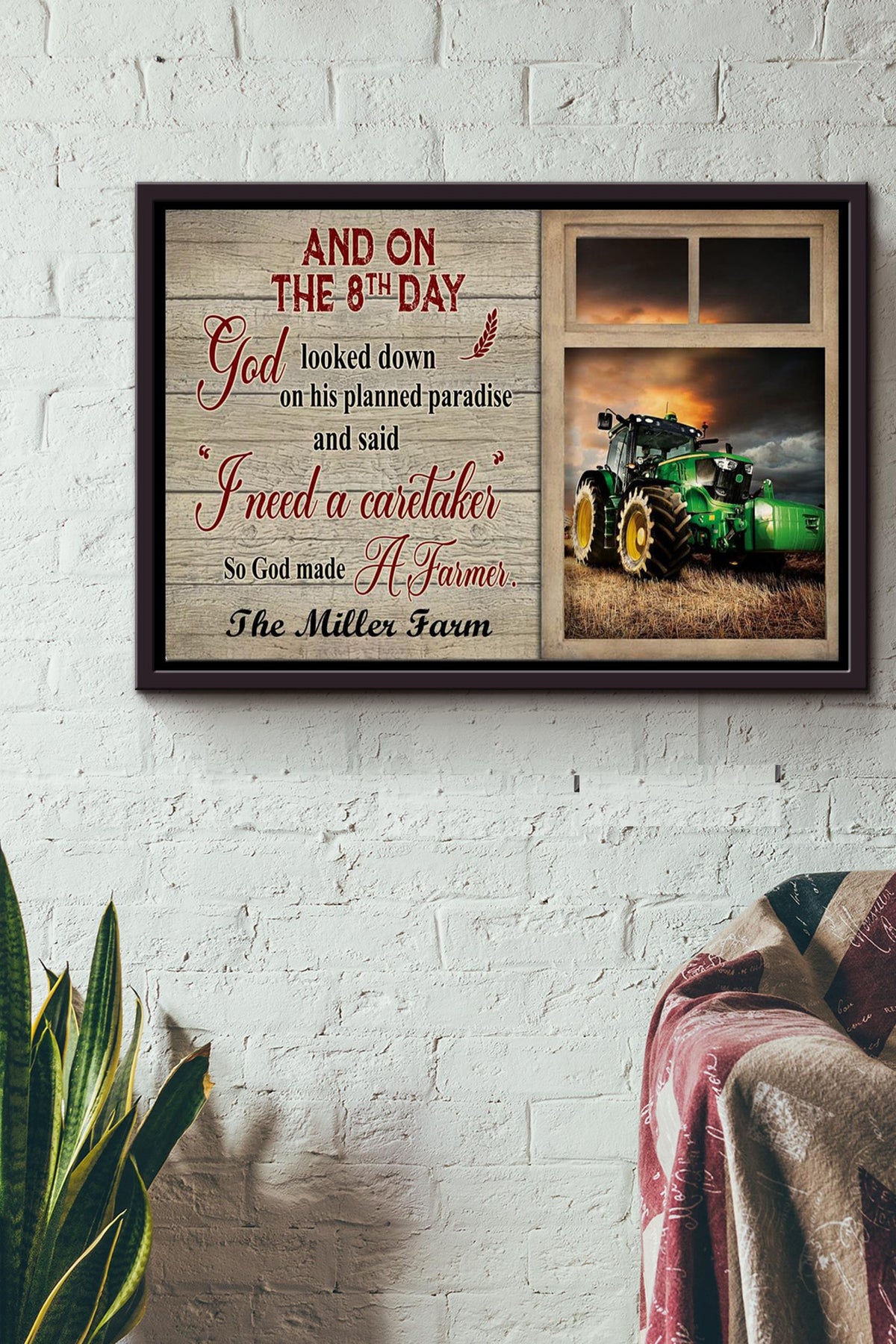 Tractor On The 8th Day Poster n Framed Matte Canvas