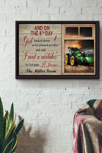 Tractor On The 8th Day Poster n Framed Matte Canvas