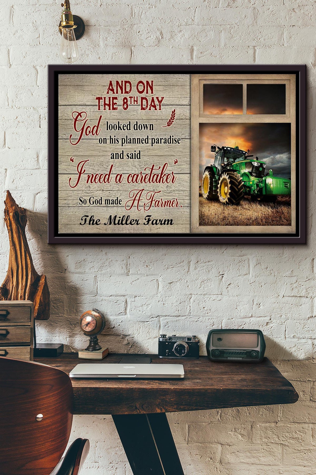 Tractor On The 8th Day Poster n Framed Matte Canvas