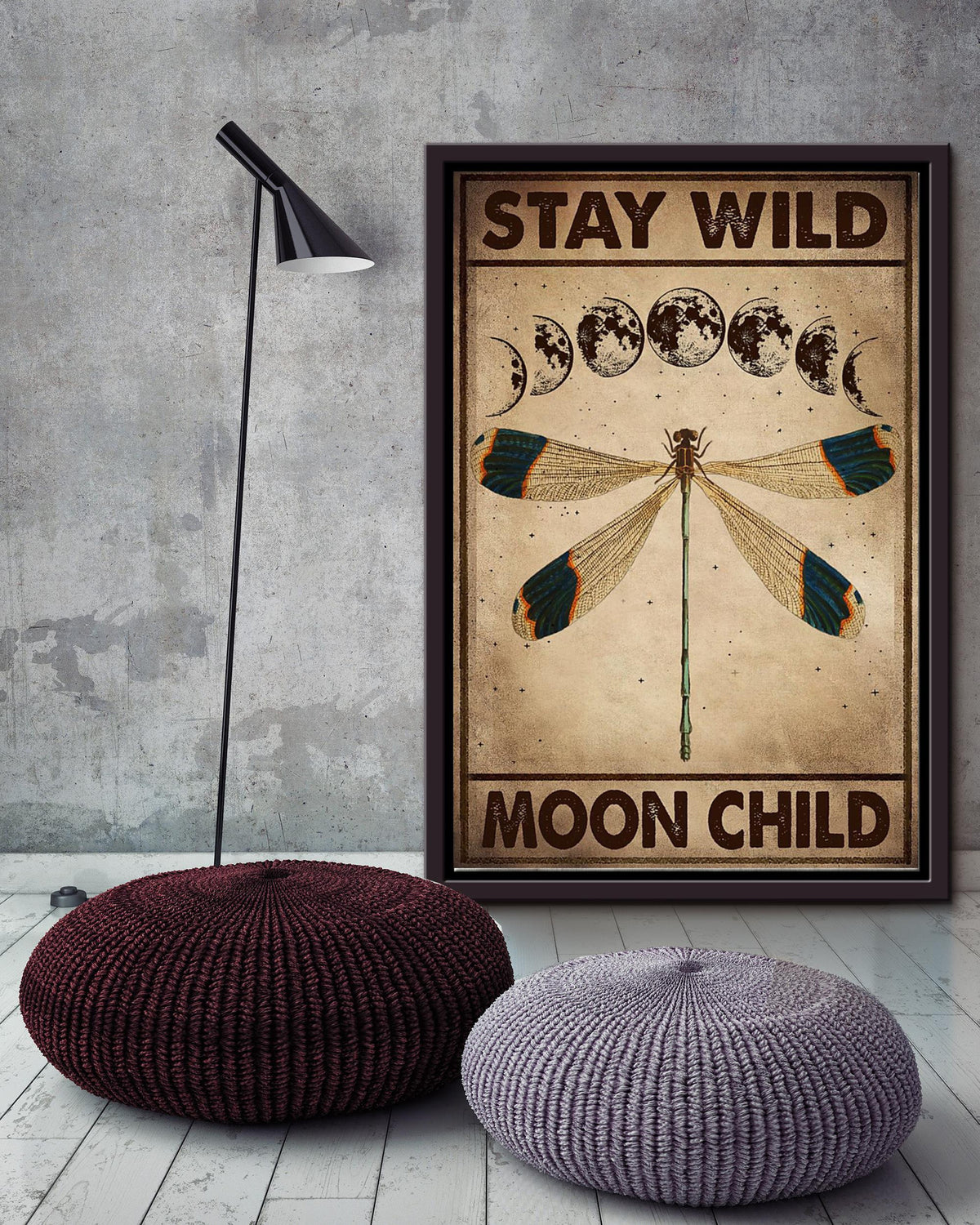 Stay Wild Moon Child Keep Calming Quote Wall Art Gift For Yoga Girl Meditation Lover 09 Framed Canvas Framed Prints, Canvas
