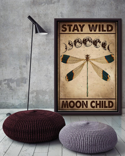 Stay Wild Moon Child Keep Calming Quote Wall Art Gift For Yoga Girl Meditation Lover 09 Framed Canvas Framed Prints, Canvas