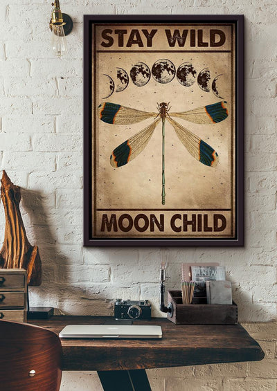 Stay Wild Moon Child Keep Calming Quote Wall Art Gift For Yoga Girl Meditation Lover 09 Framed Canvas Framed Prints, Canvas