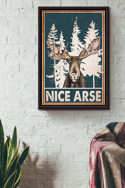Nice Arse Deer Hunting Vintage Retro Gift For Hunter Framed Canvas