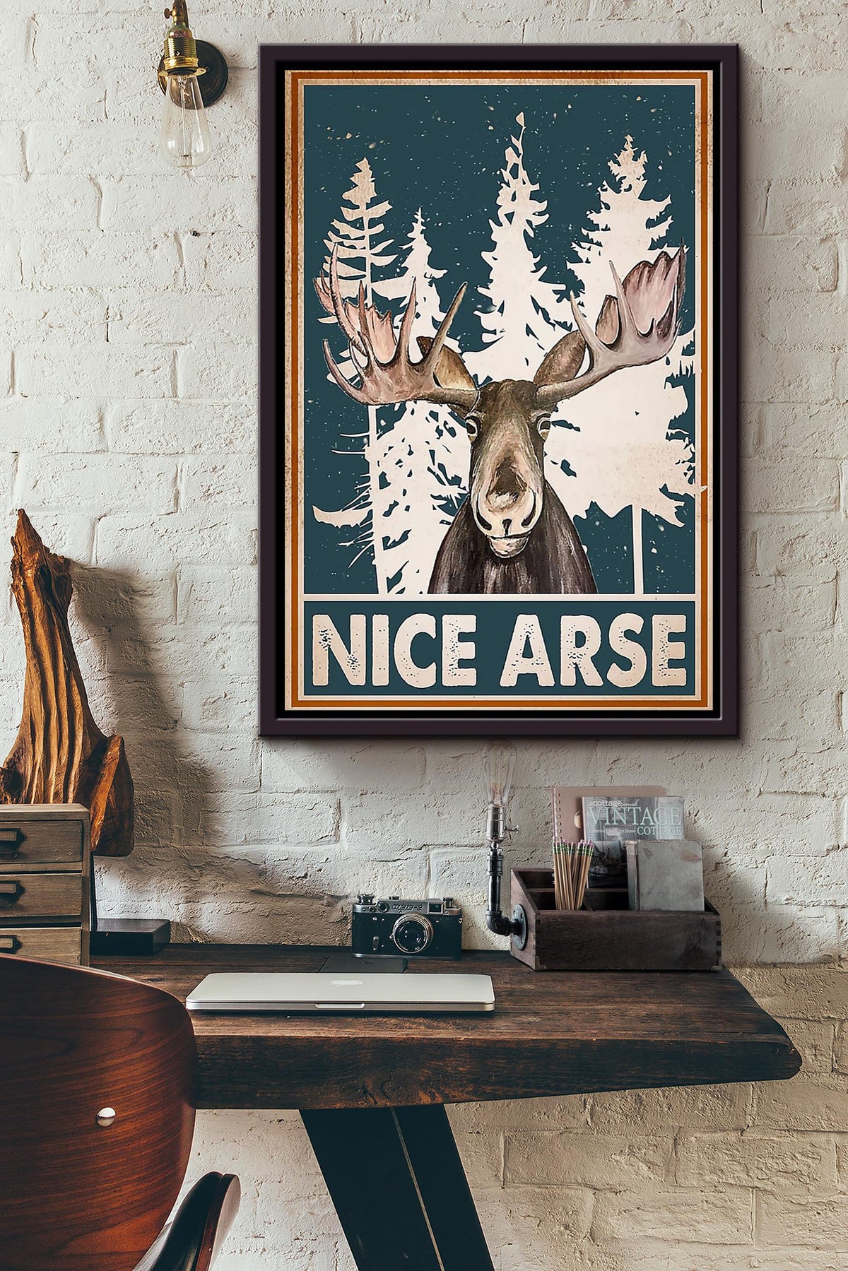 Nice Arse Deer Hunting Vintage Retro Gift For Hunter Framed Canvas