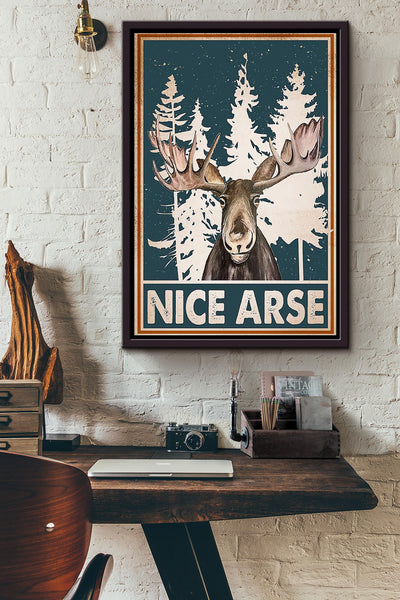 Nice Arse Deer Hunting Vintage Retro Gift For Hunter Framed Canvas