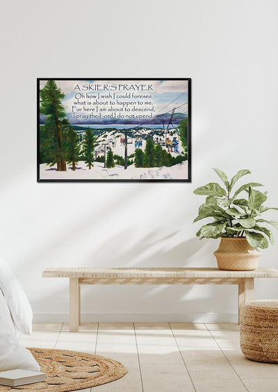 Skier's Prayer Skiing Wall Art Gift For Climber Hiker Framed Prints, Canvas