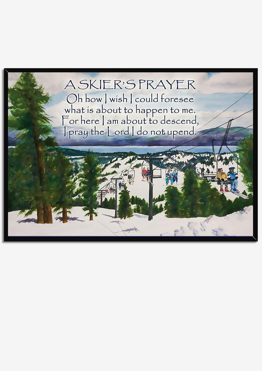 Skier's Prayer Skiing Wall Art Gift For Climber Hiker Framed Prints, Canvas
