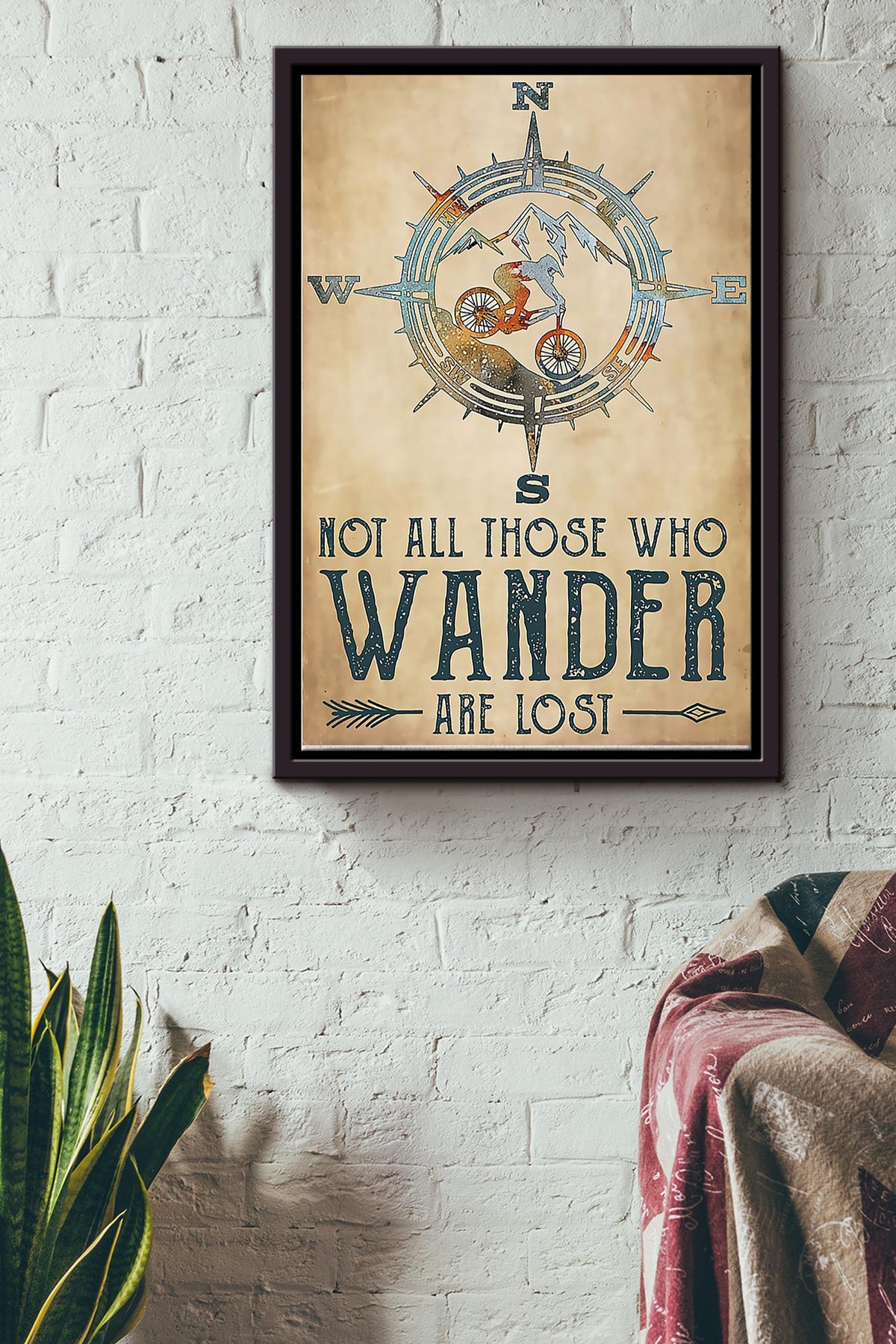 Not All Those Who Wander Are Lost Cycling Poster Framed Matte Canvas