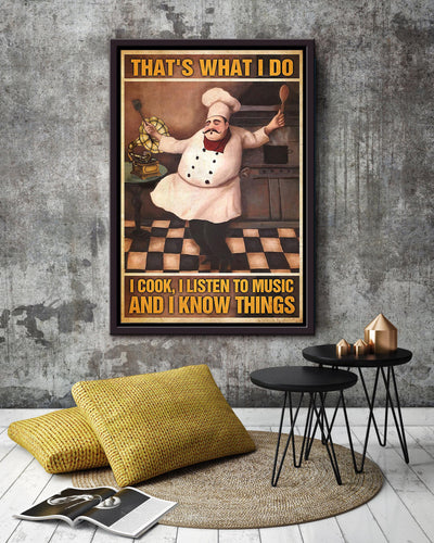 That's What I Do Cook Drink And Know Things Cooking Wall Art Gift For Chef Kitchen Decor 03 Framed Canvas Framed Prints, Canvas