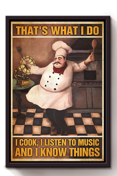 That's What I Do Cook Drink And Know Things Cooking Wall Art Gift For Chef Kitchen Decor 03 Framed Canvas Framed Prints, Canvas