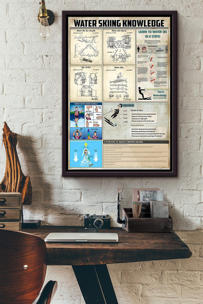 Water Skiing Knowledge Thinngs You Need To Know About Water Skiing Poster Framed Matte Canvas