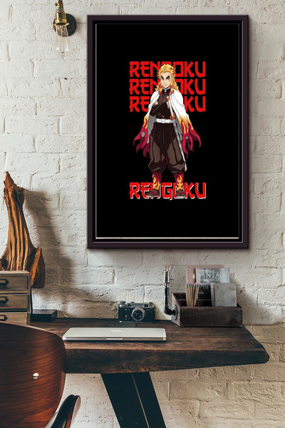 Rengoku Artwork Japanese Poster Framed Matte Canvas