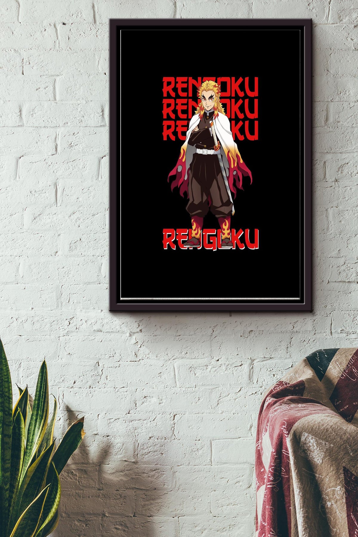 Rengoku Artwork Japanese Poster Framed Matte Canvas
