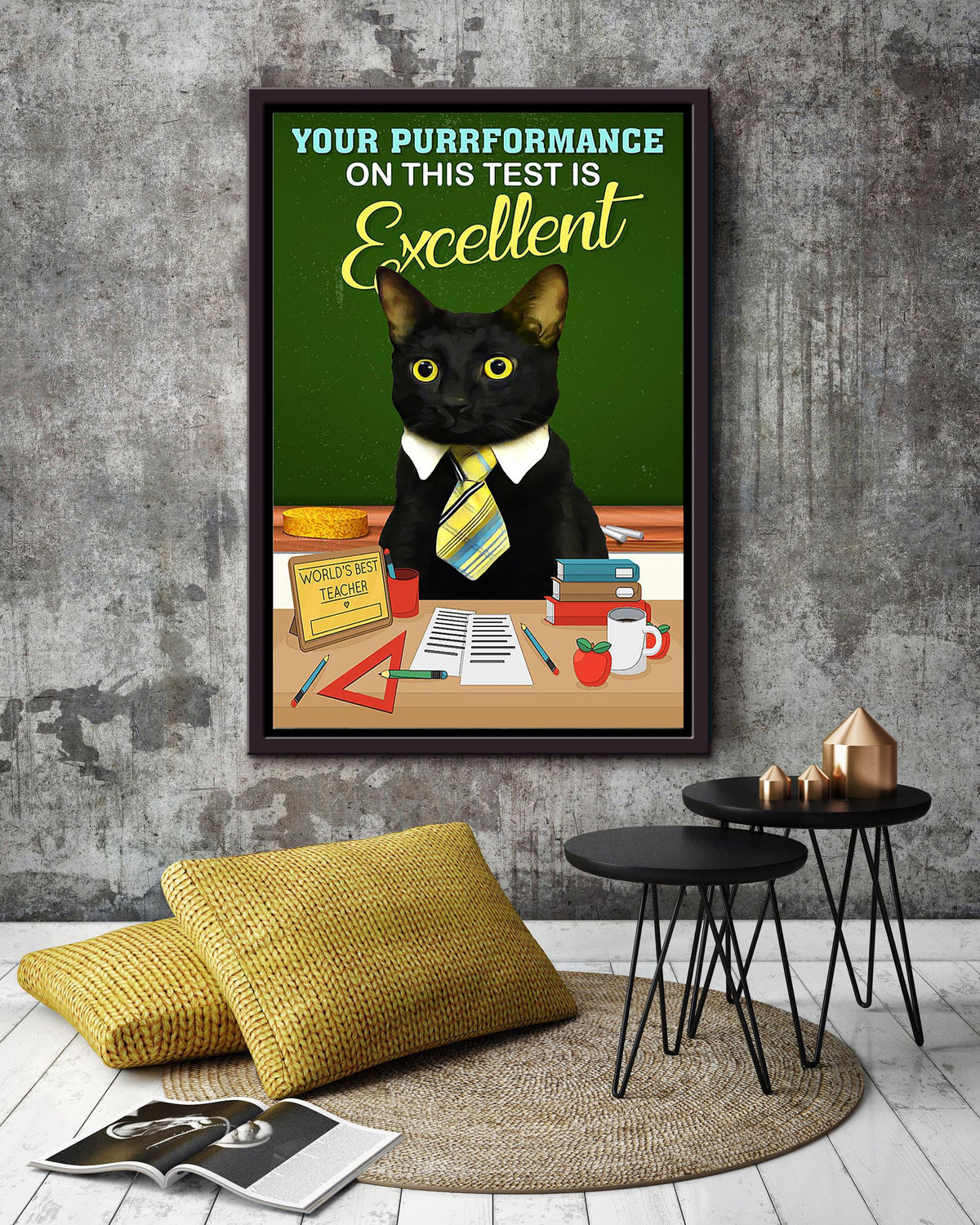 Your Purrformance On This Test Is Excellent Gift For Teacher From Student Framed Canvas