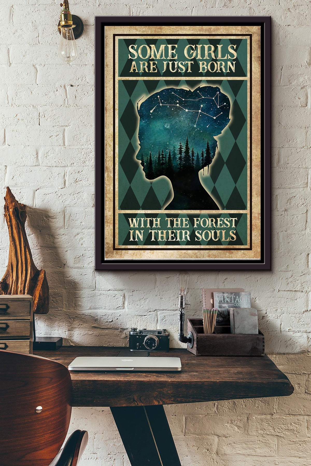 Starry Night Some Girls Are Just Born With The Forest In Their Souls Poster Farmhouse Sign Decor Birthday Wedding Housewarming Framed Matte Canvas