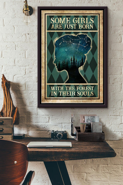 Starry Night Some Girls Are Just Born With The Forest In Their Souls Poster Farmhouse Sign Decor Birthday Wedding Housewarming Framed Matte Canvas