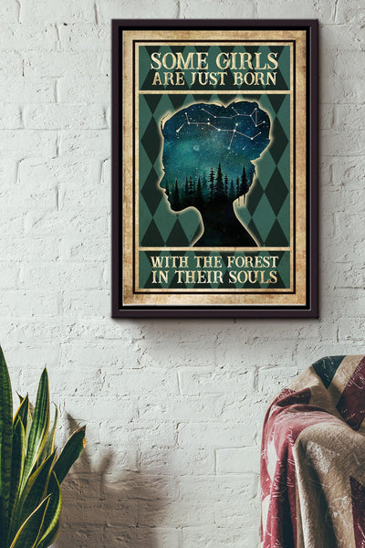 Starry Night Some Girls Are Just Born With The Forest In Their Souls Poster Farmhouse Sign Decor Birthday Wedding Housewarming Framed Matte Canvas