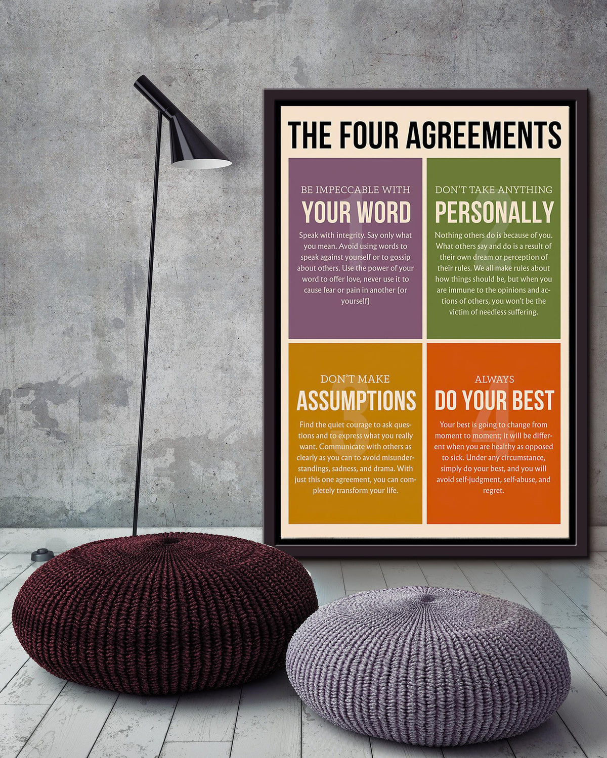 The Four Agreements Be Impeccable With Your Word Poster Framed Canvas