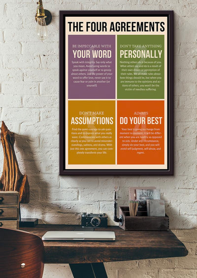 The Four Agreements Be Impeccable With Your Word Poster Framed Canvas
