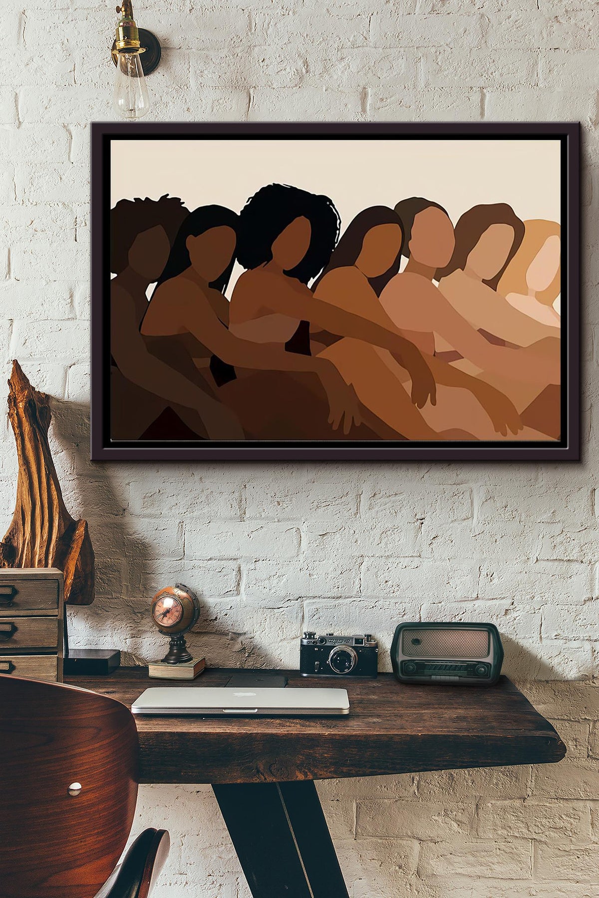 Seven Black Woman Aesthetic Poster n Framed Matte Canvas