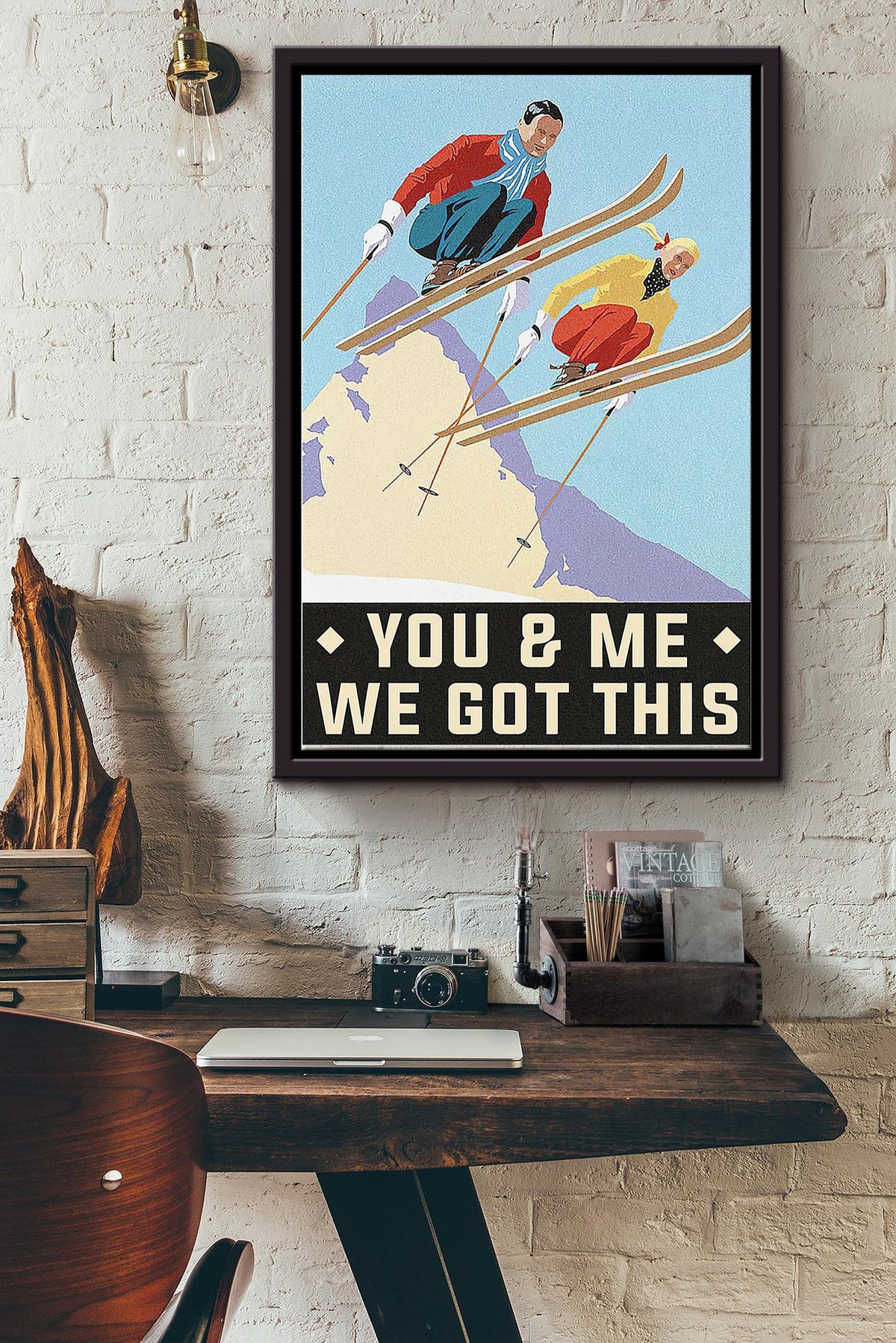 You And Me We Got This Skiing Couple Poster Framed Matte Canvas