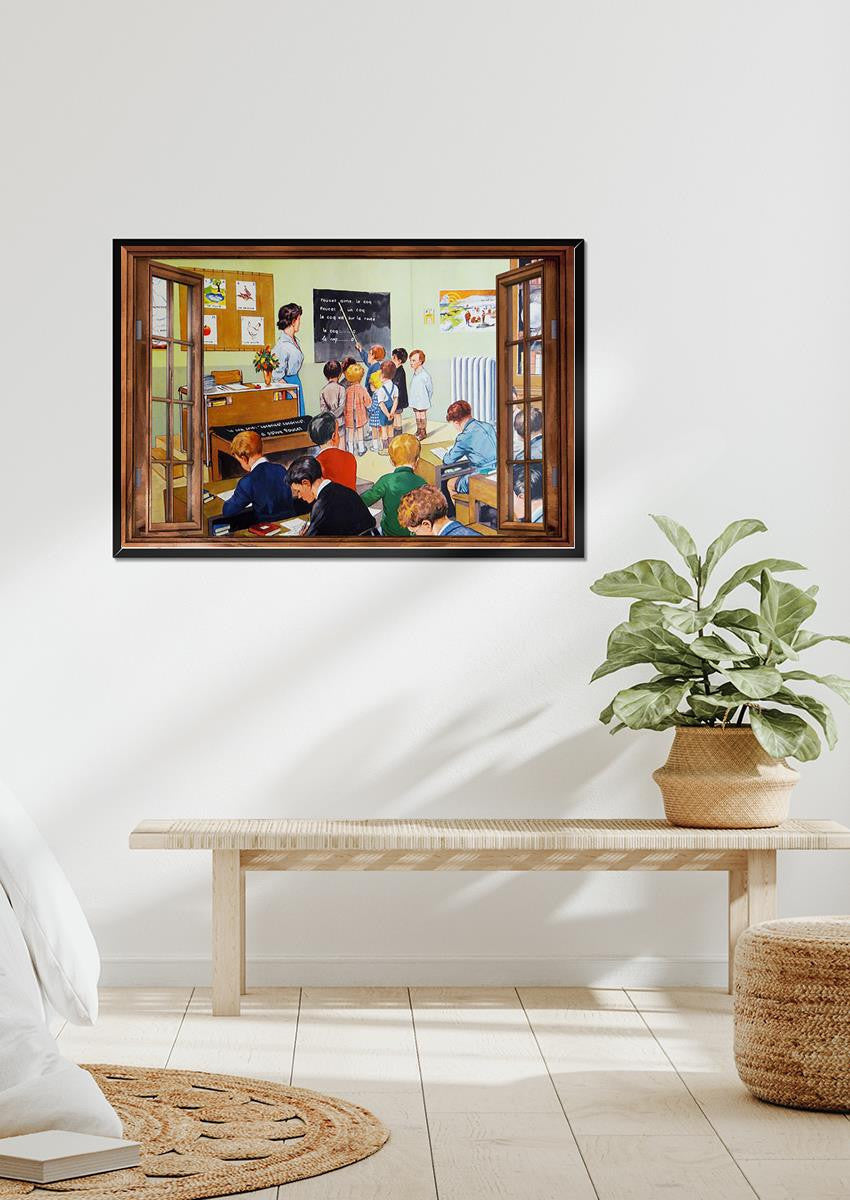 Window View Classroom Teacher Wall Art For School Decor Framed Prints, Canvas