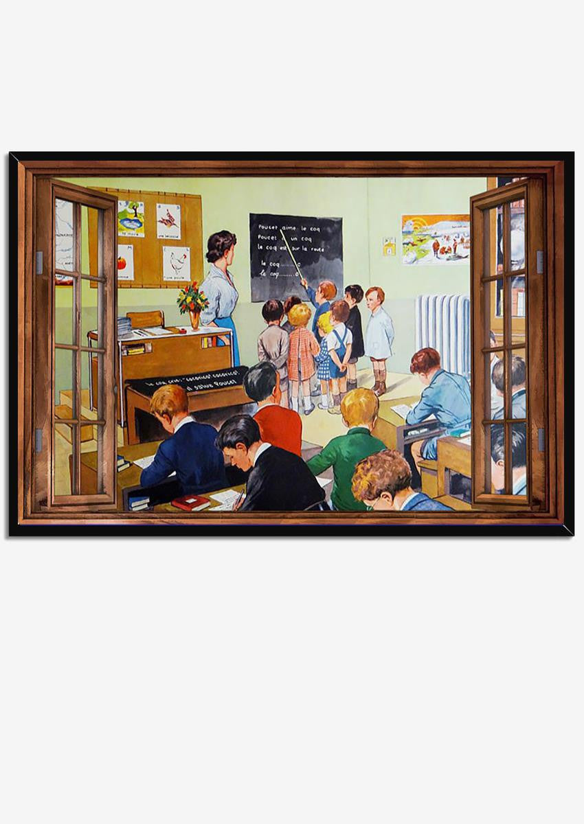 Window View Classroom Teacher Wall Art For School Decor Framed Prints, Canvas
