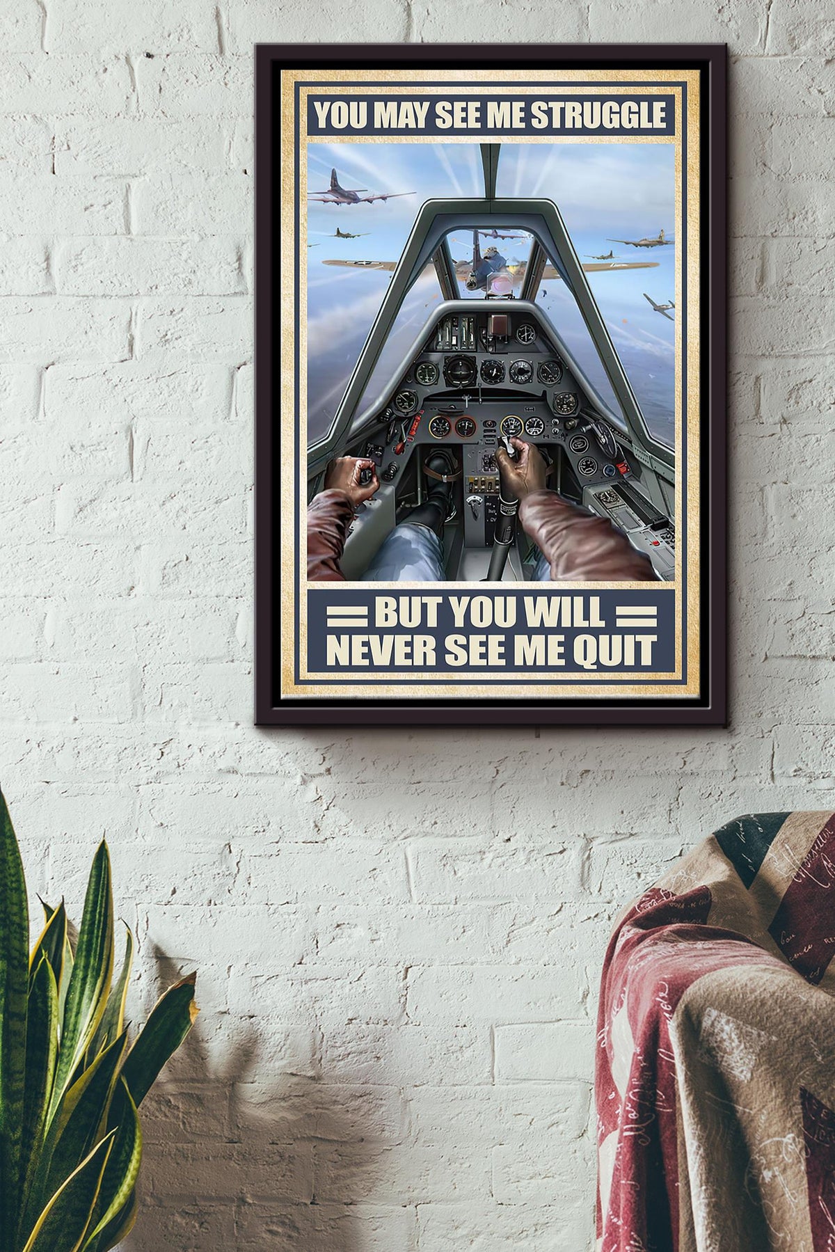 You May See Me Struggle But You Will Never See Me Quit Veteran Poster Framed Matte Canvas