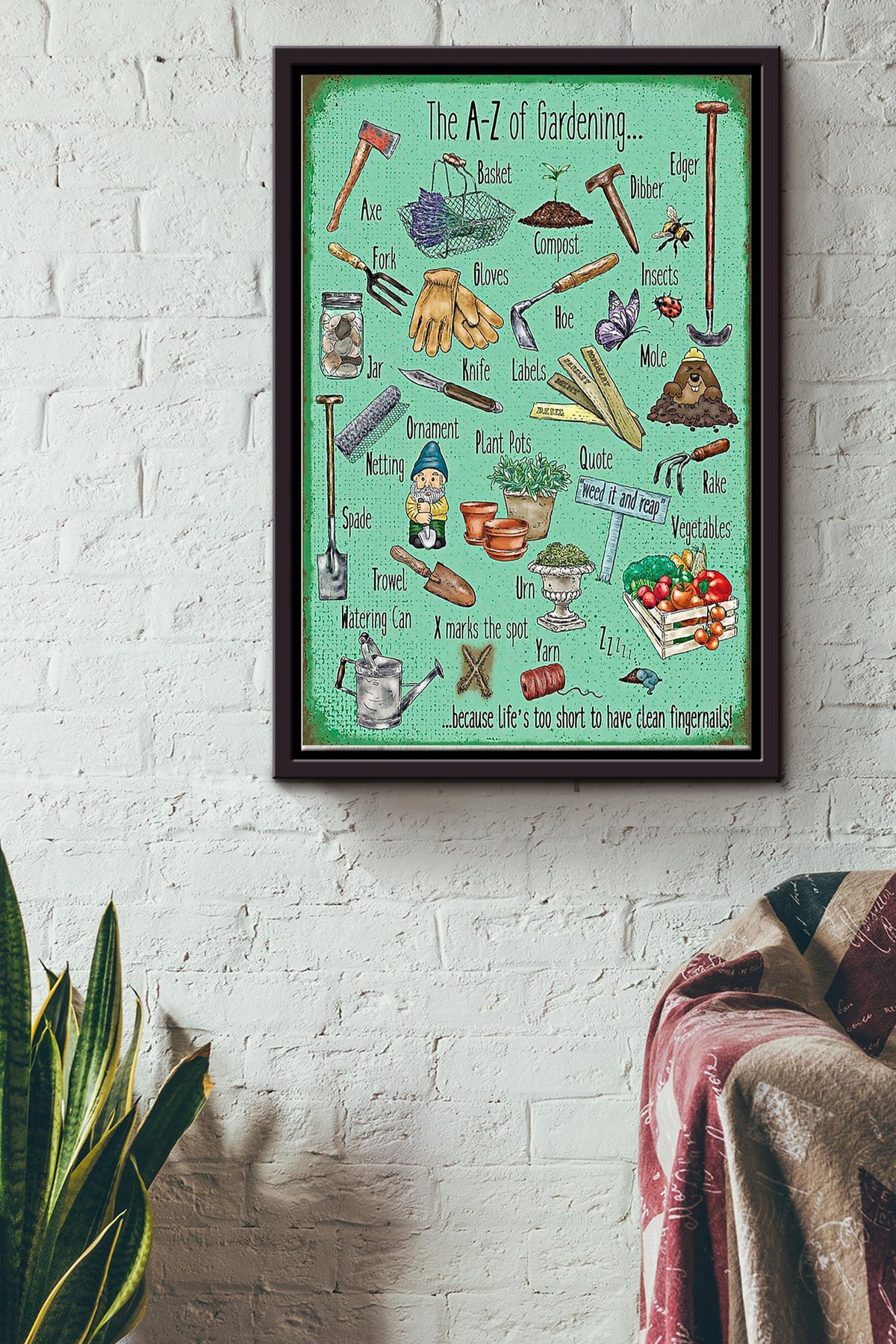 The A To Z Of Gardening Because Lifes Too Short To Have Clean Fingernails Gardening Poster Framed Matte Canvas