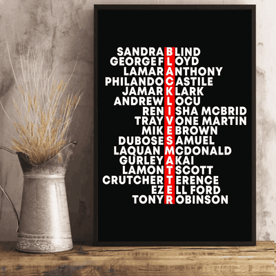 SAY THEIR NAMES black lives matter Poster Framed Matte Canvas