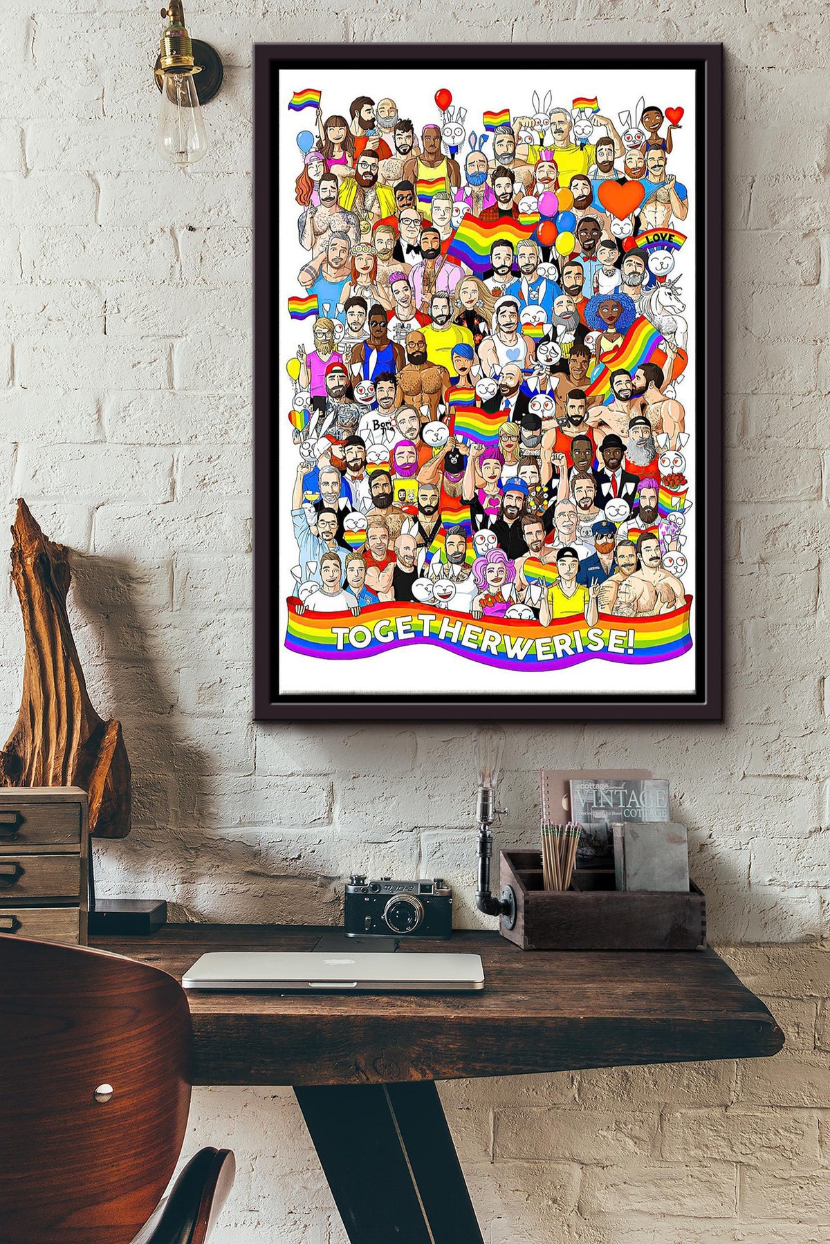 Together We Rise Our Lgbtiqa Flag Poster Framed Matte Canvas