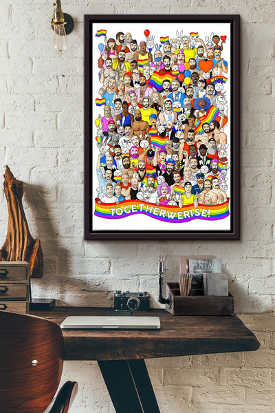 Together We Rise Our Lgbtiqa Flag Poster Framed Matte Canvas