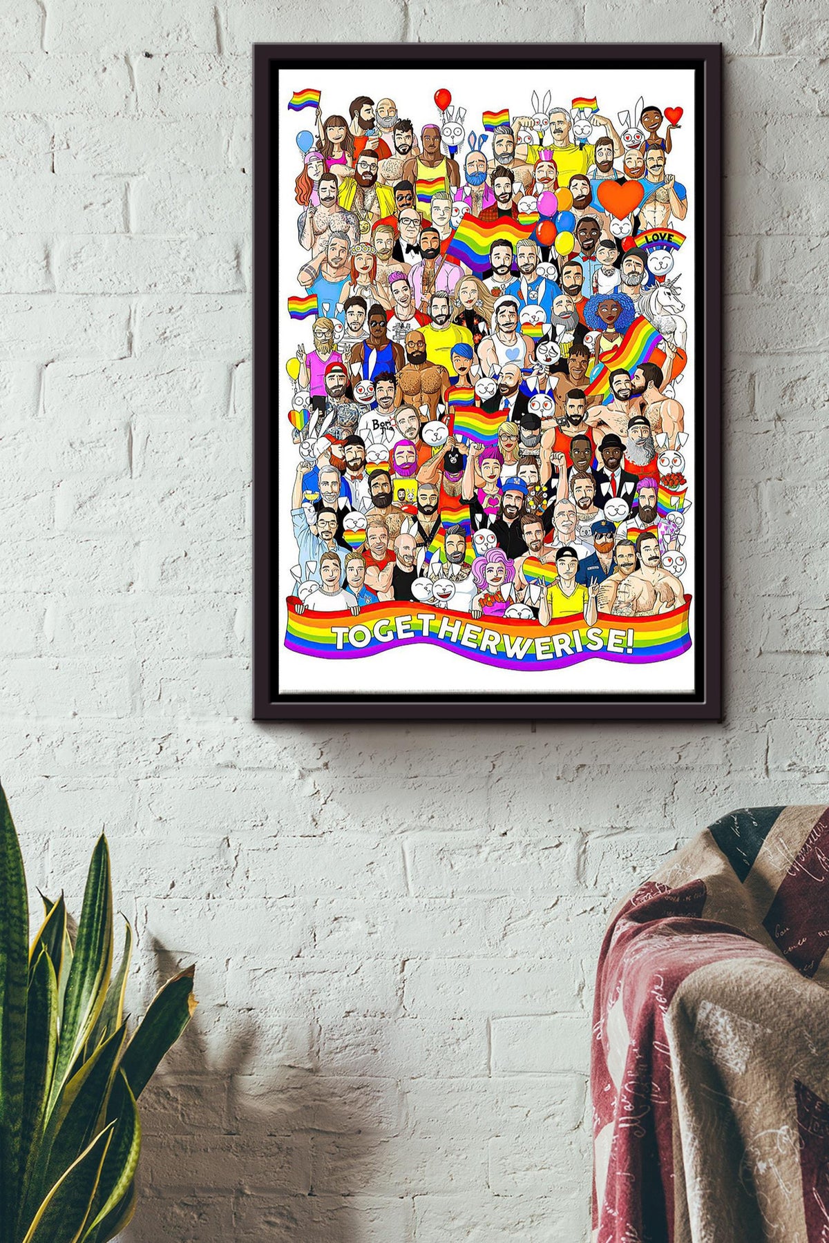 Together We Rise Our Lgbtiqa Flag Poster Framed Matte Canvas