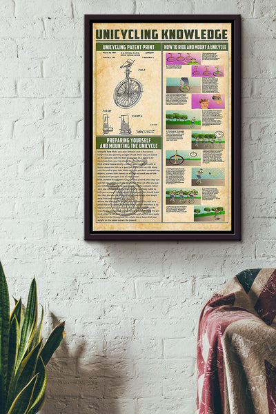 Unicycling Knowledge Things You Need To Know About Unicycling Poster Framed Matte Canvas