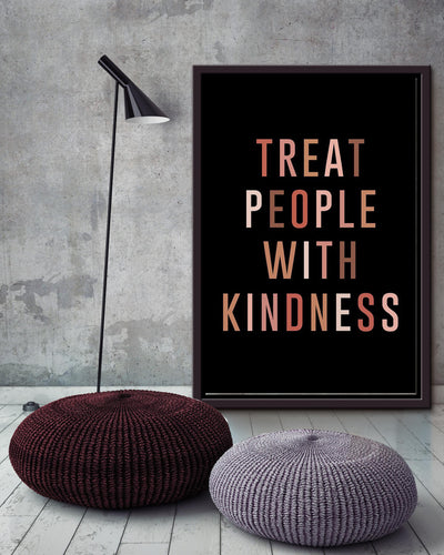 Treat People With Kindness Equality Wall Art Gift For Equalitarian Iderd Framed Matte Canvas Framed Prints, Canvas