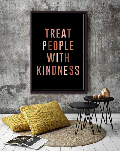 Treat People With Kindness Equality Wall Art Gift For Equalitarian Iderd Framed Matte Canvas Framed Prints, Canvas