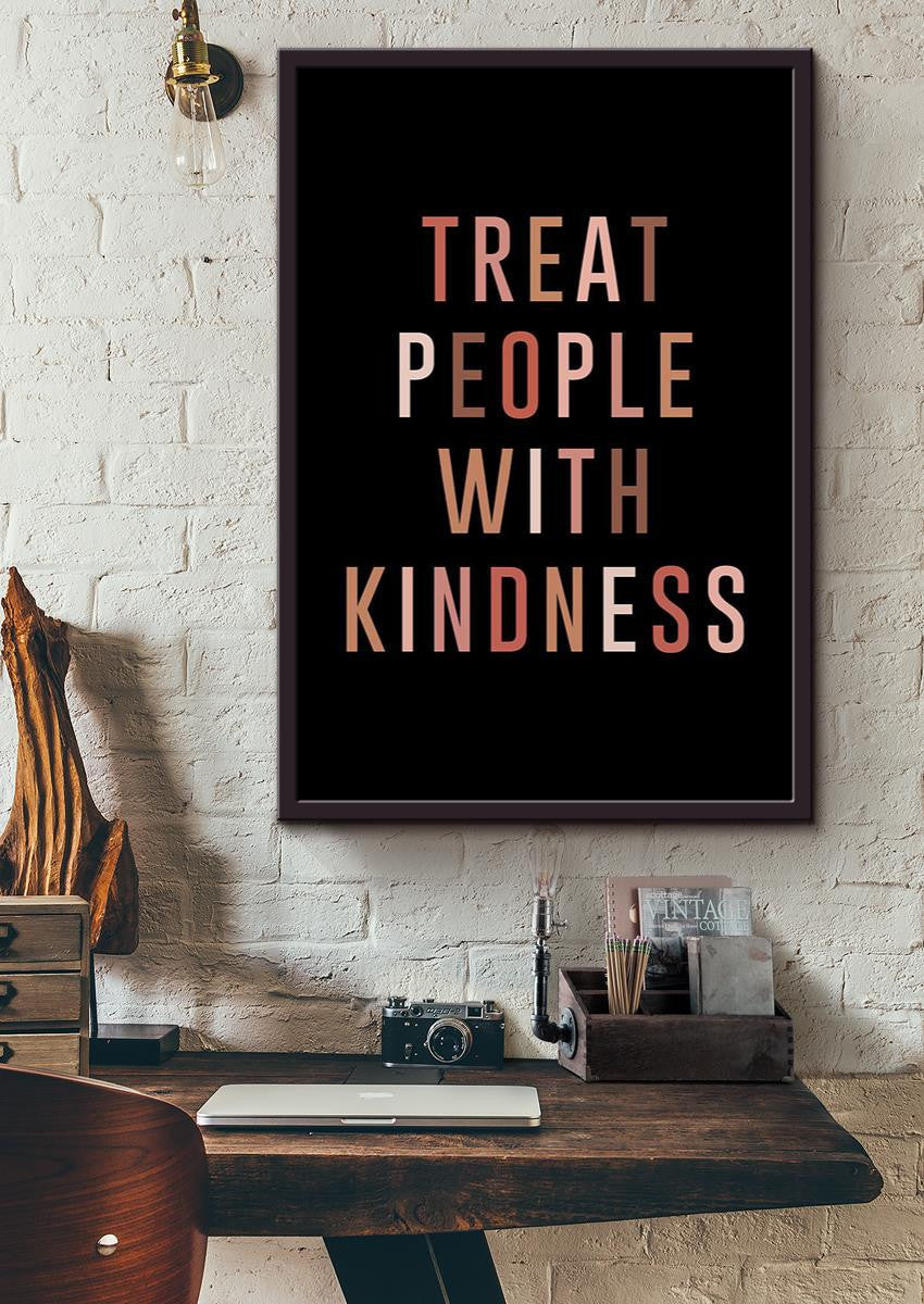 Treat People With Kindness Equality Wall Art Gift For Equalitarian Iderd Framed Matte Canvas Framed Prints, Canvas